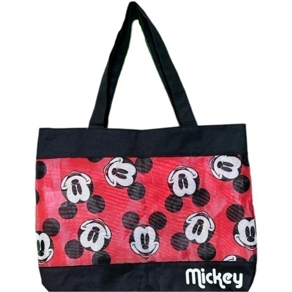 Disney Mickey Mouse Women's Mesh Shoulder Tote Bag Black/Red One Size